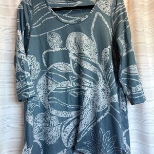 Soft Surroundings Teal and White Floral Tunic